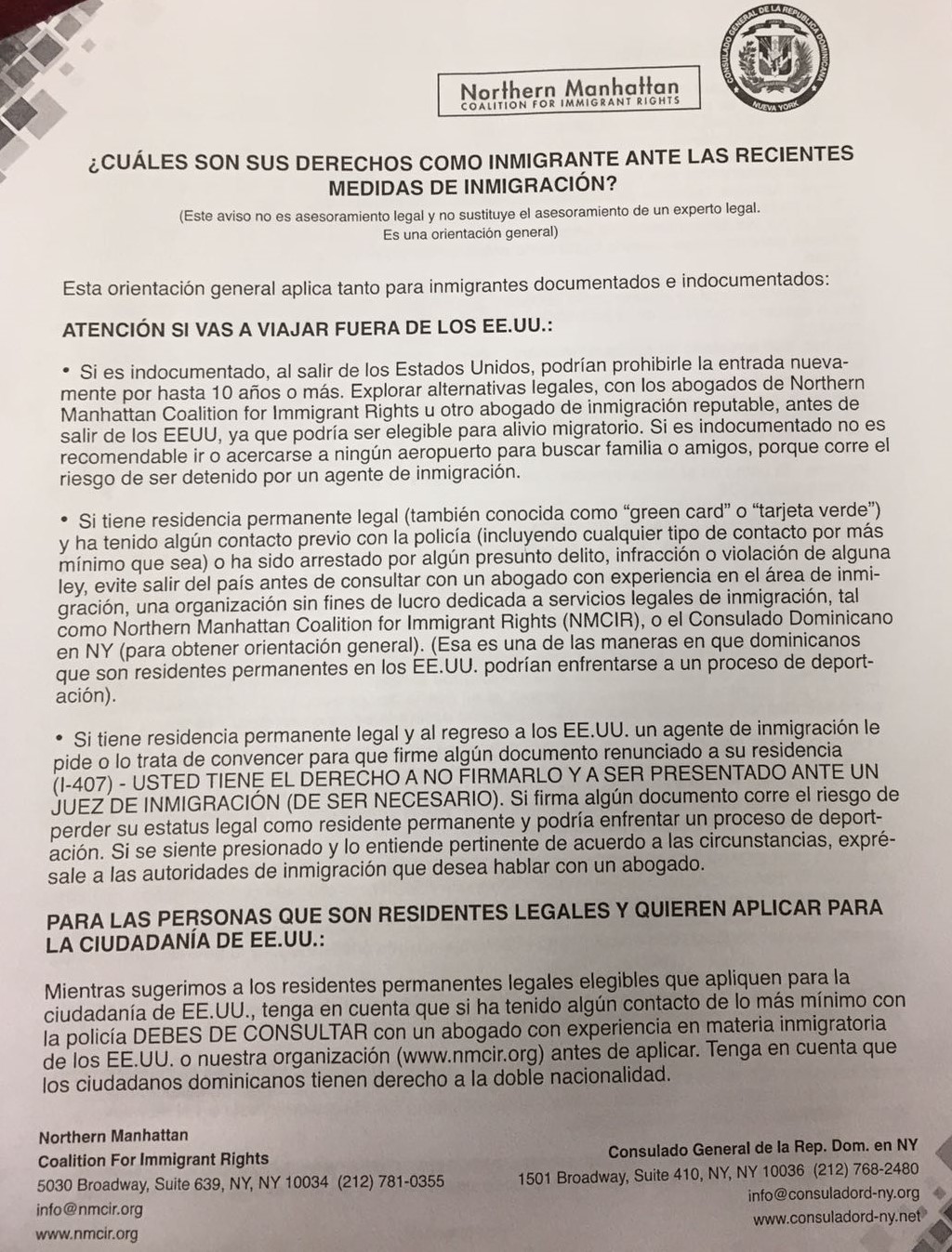 Consulado Dominicano Nuevo York, derechos de los inmigrante, Alcarrizos News Diario Digital