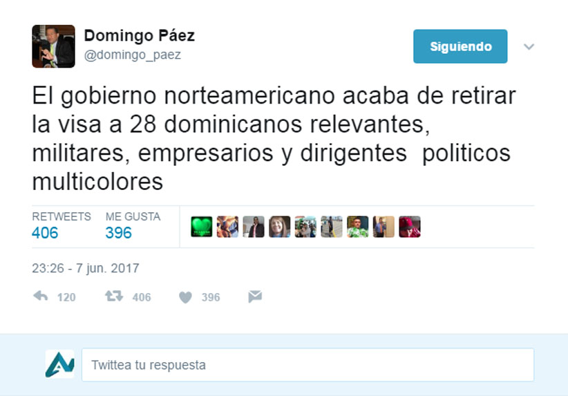 Exdiputado Domingo Páez anuncia gobierno de EEUU retira visa a 28 dominicanos